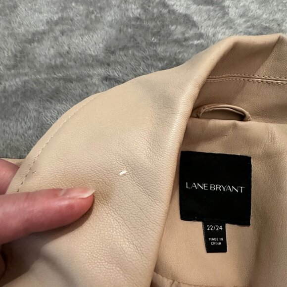 Lane Bryant 22/24 Faux Leather Ruffle Jacket Coat Moto - Picture 6 of 9